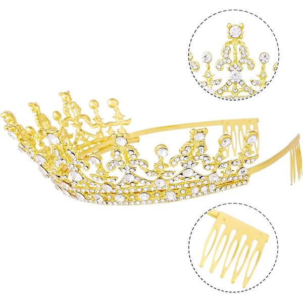 Tiaraer og kroner til kvinder - Dronning Guld Krystal Rhinestone Hår Smykker Dekor