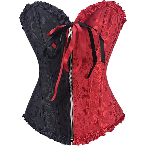 Kvinnlig Klassisk Dragkedja Snörning Blommig Burlesque Bask Baskjöl - Lämplig För Evenemang Överbyst