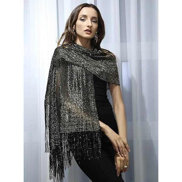 Kvinnors kvällshölje Stola Sjal för bröllop, fester, brudtärna, bal Scarf Silvergrå