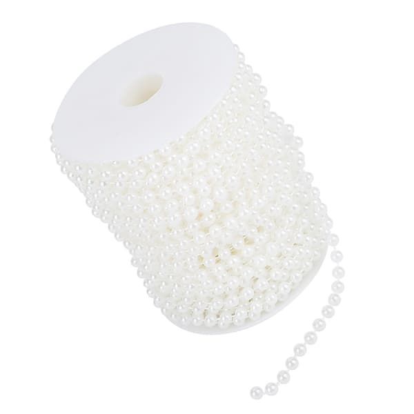 25m/rull slipebånd perler krans slips dekorasjon bryllup 6mm (hvit)