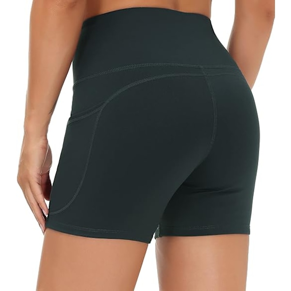 Träningsshorts för damer med hög midja, andningsbara Dolphin Split, elastiska lounge yogashorts mörkgrå M