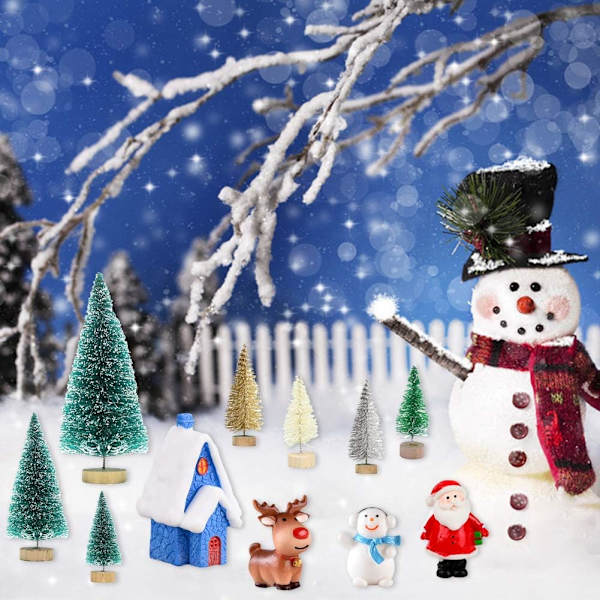 Miniatyrpyntset 30 st Mini Julfigurer Tomten Julgran Snögubbe Rensa söta tecknade dekorationer för hemfestdekoration