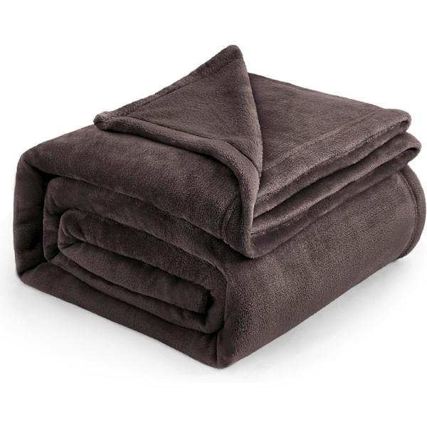 Flannel Tæppe Sofa Betræk - Alsidig Filt Blød Fluffy Kast til Seng og Sofa Dobbelt/Dobbelt, 160*210cm Brown