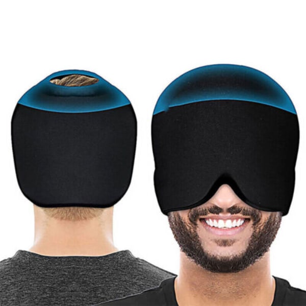 Huvudvärk Migrän Relief Cap Ice Mask Hat Värme Kylterapi Black