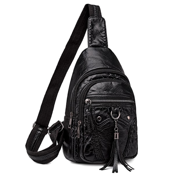 Bröstväska Dam Sling Bag Liten Crossbody PU Läder Satchel Daypack Mode Axelrem