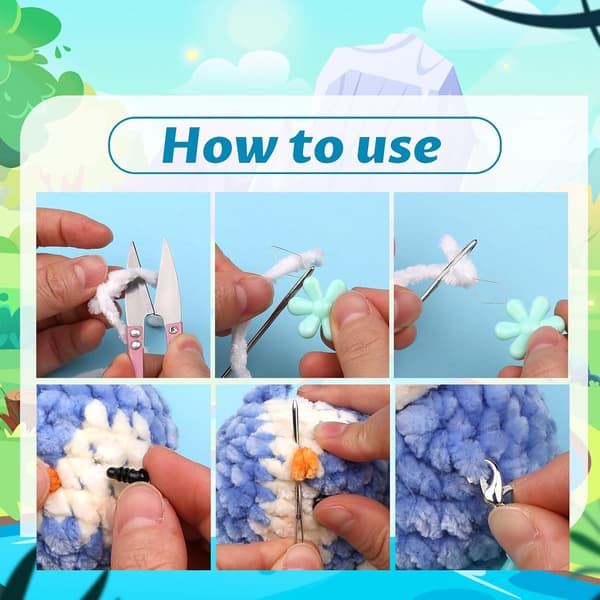 Hæklesæt til begyndere Chenille Hæklesæt til begyndere og voksne Sæt inkluderer instruktion og video tutorials style 3