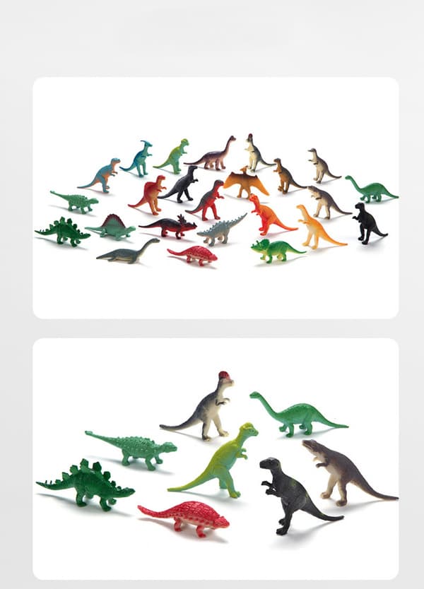 24 mini dinosauriefigurer och dinosaurskelett, plast