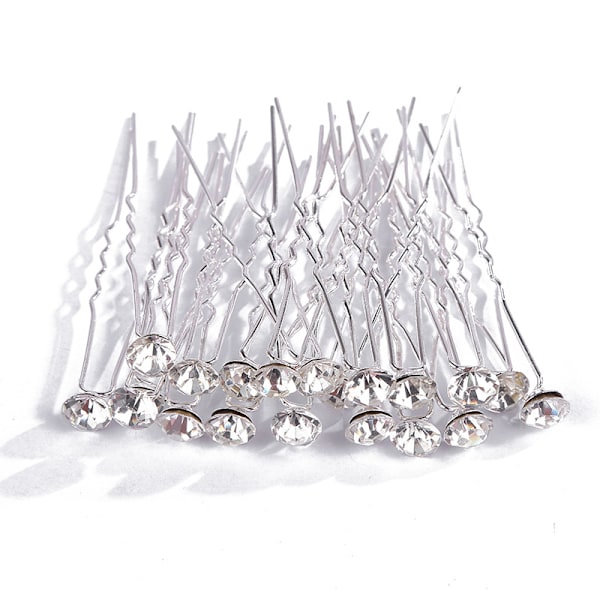30 st Hårnålar för Bröllop, Diamant Hårnålar Silver Hår Bröllopstillbehör, Brud Hårnålar Bröllopshårtillbehör Rhinestone Hårklämma