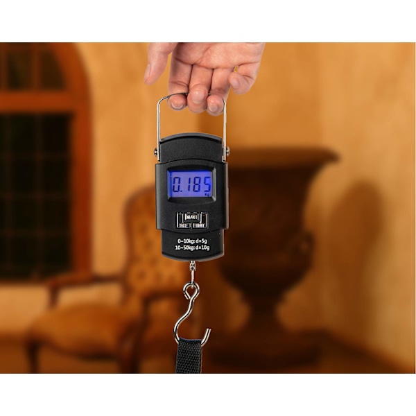 LCD-vekt for reisekofferter 50 kg/110 lbs Bærbar hengende vekt for reisekofferter, rustfritt stål.