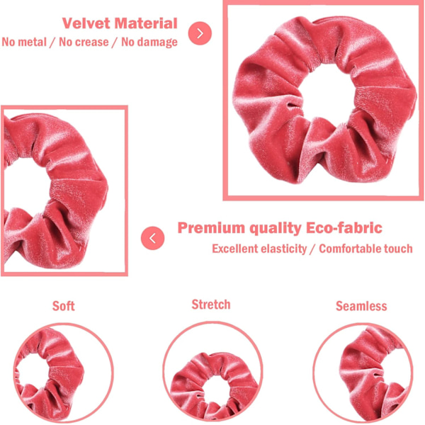 Hiusdonitsit naisille ja tytöille, Premium Velvet -hiusdonitsi, Söpöt värit, Joustavat paksut nauhat, Pehmeät poninhäntäpidikkeet hiuslisäkkeet