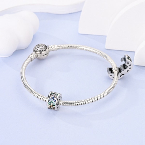 Sterling Sølv Pavé Cubic Zirconia Clip Lås Spacer Stopper Charm Perle Stjerne Måne Onde Øje Charms Smykker Gave til Kvinder color 1