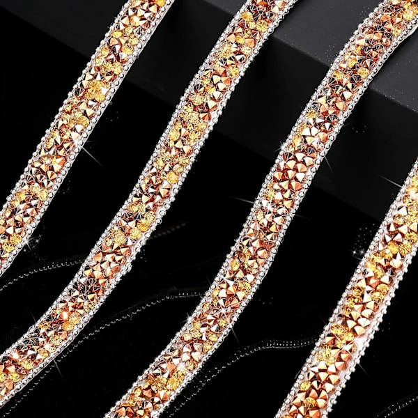 3 jaardia hartsi strassi nauhat itseliimautuva timantti joulu nauha kristalli nauharulla glitter hartsi timanttivyö strassi nauha Rose Gold with Champagne