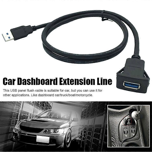 Enkelt Port USB 3.0 A Han til USB3.0 A Hun M/F Bil Instrumentbræt Planmontering