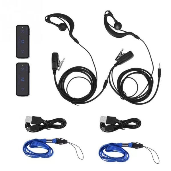 Mini Walkie Talkie 2-vägs FM-radiosändare + 2 hörlurar USB laddning Black
