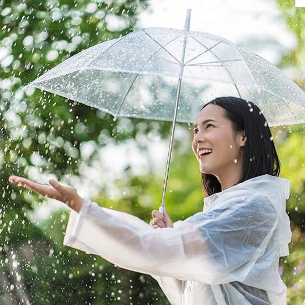 2-pack klar, bärbar regnrock, återanvändbar EVA-huva vattentät regnponcho för vuxna