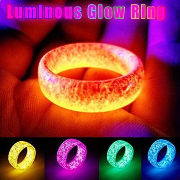 Lysande Ring som Glöder i Mörkret Smycken Unisex Dekoration för Kvinnor Män Storlek 11