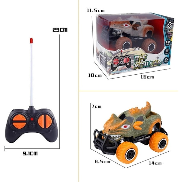 Presentleksaker för pojkar 5 4 6 3 år gamla, fjärrstyrda bilar för pojkar, dinosauriefestgåvor, dinosaurieleksaker för pojkar (orange)