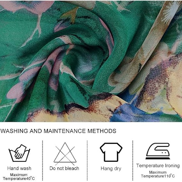 BLURBE Chiffon-sjal för kvinnor - Dam Scarves Lättvikts Blommigt Tryckt Chiffon Scarves Sjal och Wraps för Kvinnor Vår Höst