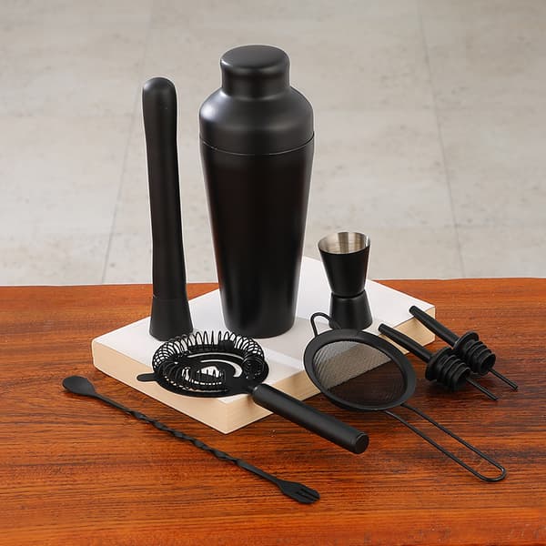 700ml 8-delt Cocktail Shakersæt - Mat Sort - Rustfrit Stål Sort Pure black