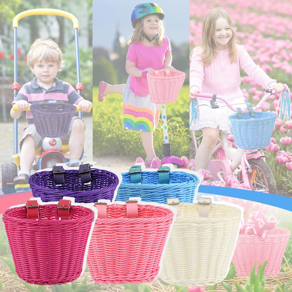 Sykkelkurv for barnesykler 12-16 tommer, sykkelutstyr for gutter og jenter Pink