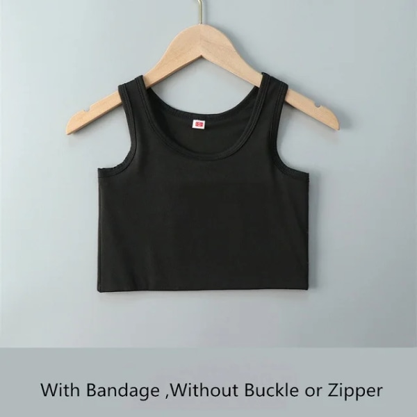 Kvinde flad brystbinder med bandage pullover halv længde korset tank top transboy lesbisk trans undertøj vest brystbinder black 5XL