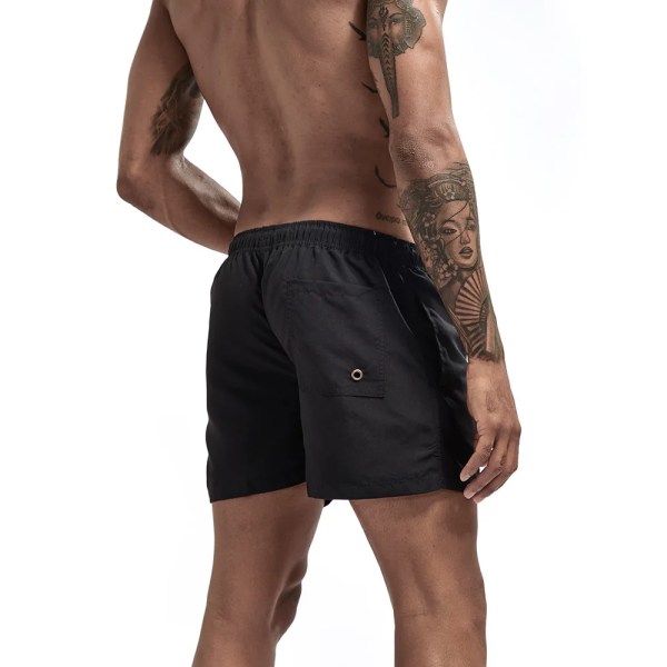 Herreshorts Udendørs løbelomme Snøredesign Elastisk talje Ensartet farve Komfortable åndbare shorts i bomuldsblanding Black M