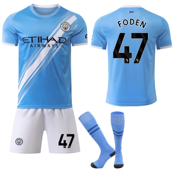 25-26 Manchester City F.C. Hemma NO.47 FODEN Tröjor Barn Vuxen Fotbollsutrustning med Strumpor NO.47 20