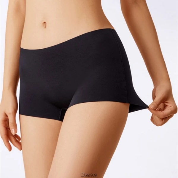 Kvinder Sikkerhedsshorts Sømløs Is Silke No Curling Boxer Briefs High Stretch Shorts Slankende Shaping Undertøj Under Nederdel Shorts black M