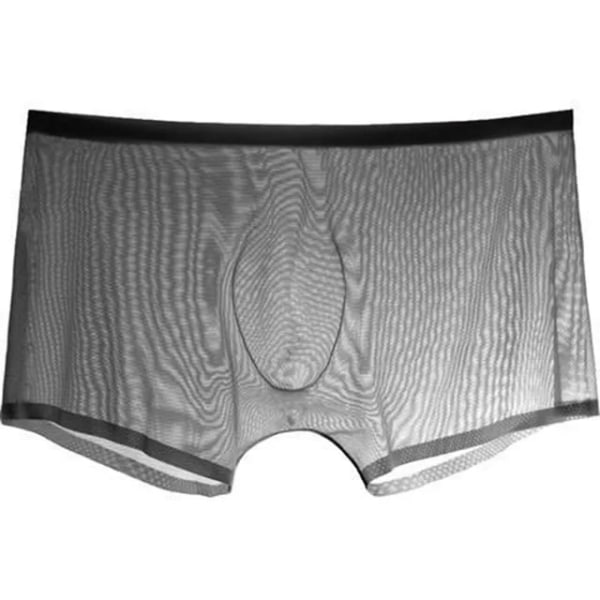 Genomskinliga boxershorts för män genomskinlig manliga kalsonger Sexiga trosor med låg midja Underkläder Intimates Black L
