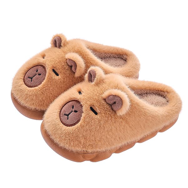 Capybara bomull, vintervarm, fleecefôr, hjemmetøfler Light Coffee 26/27=15CM