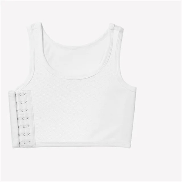 Kvinde Åndbar Bryst Binder Side Spænde Kort Vest Toppe Bryst Binder Undertøj Tank Top Trådløs Bryst Wrap Bandage White M