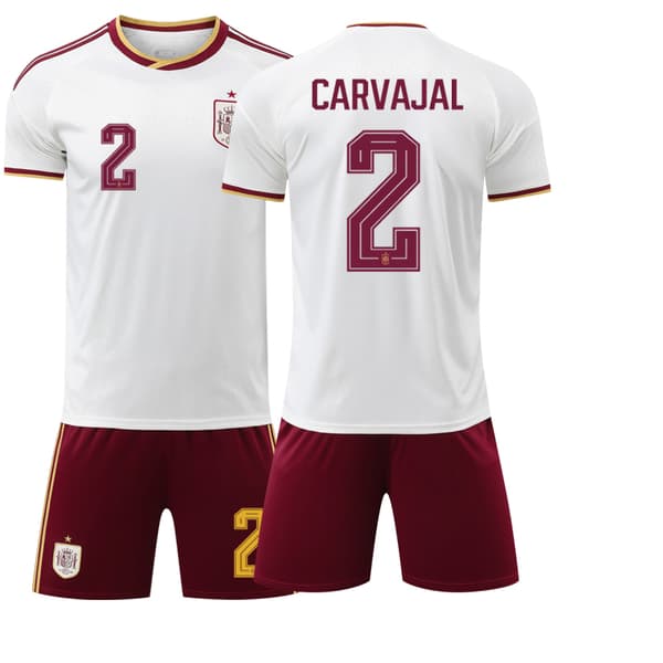 2026 Spanien Udebane NR.2 CARVAJAL 2-delt T-shirt sæt Børnefodboldtrøje 2 24
