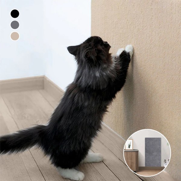 Katt skrapematte med klebende bakside Stabil møbelbeskyttelse for kattunger Black 60x100cm