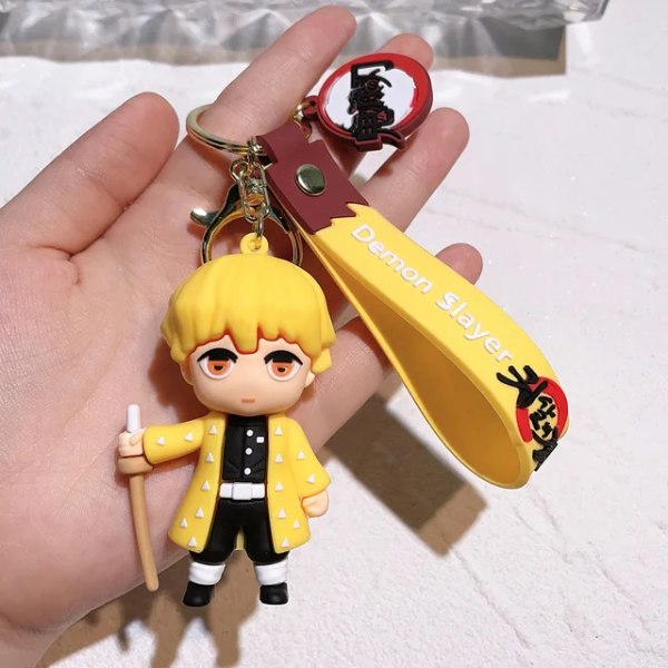 Demon Slayer Nyckelring Anime Kimetsu No Yaiba Söt Kamado Nezuko Kamado Tanjirou Figur Nyckelring Väska Pendent Toy Present till vänner Ivory
