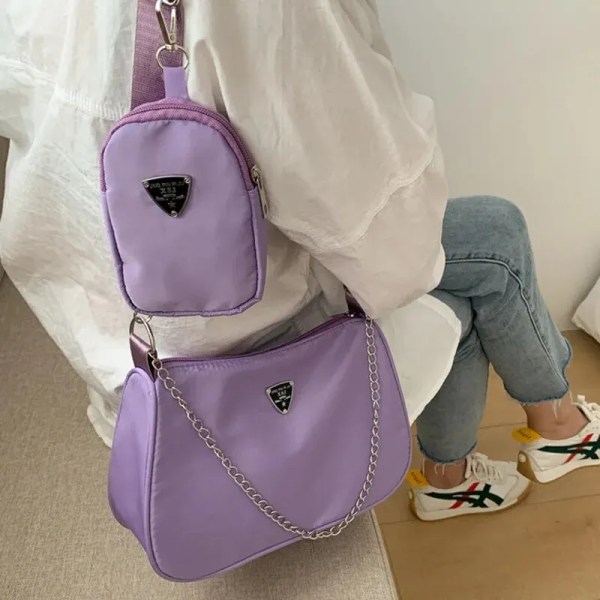 Naisten nailoninen crossbody-laukku, muodikas ja kannettava olkalaukku, opiskelijoiden crossbody-laukku PURPLE (20cm<Max Length<30cm)