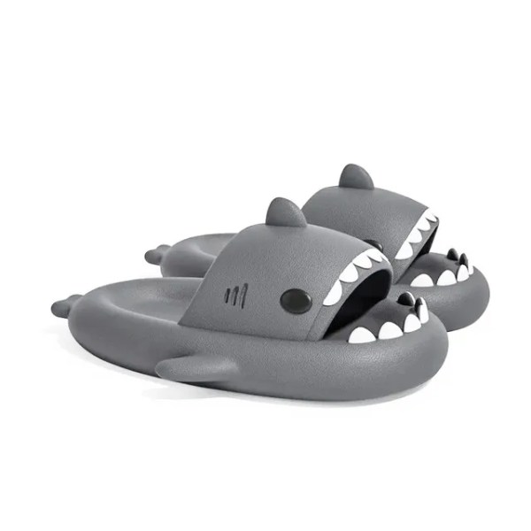 Sommar Shark Tofflor Dam Rutschkanor Män Badrum Flip Flops Hem Antisladd Platta Skor Utomhus Roliga barnsandaler Dark grey 38-39