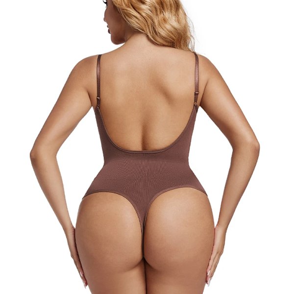 Dame Rygfri Bodystockings Sømløs Shapewear G-streng Butt Lifter Body Shaper Slankende Camisole Toppe Mavekontrol Korset Thong Brown XL