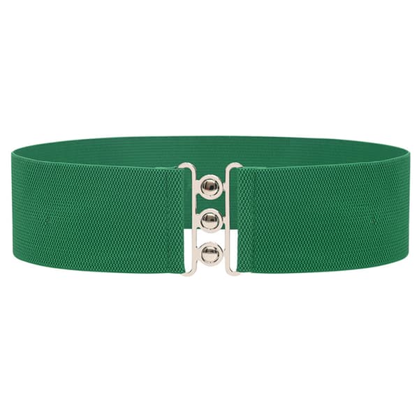 Platt elastiskt bälte med metallspänne midjerem Green