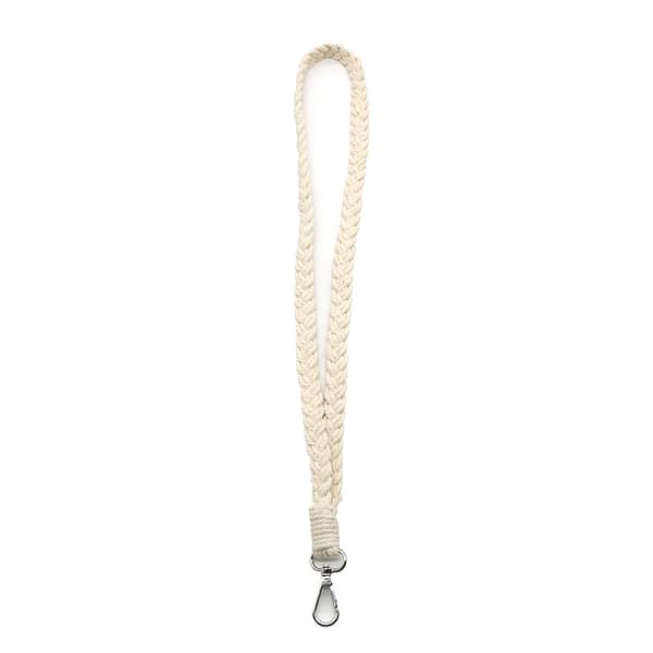 Flätad nyckelring för nycklar ID-bricka beige 48*2cm