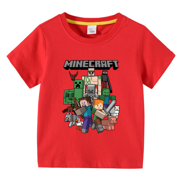 Sommar T-shirt för barn med Minecraft printed 100-150 red 140cm