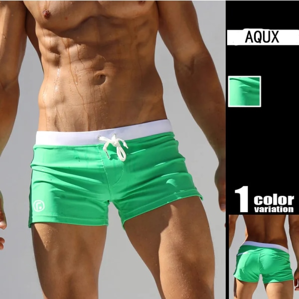 Badkläder för män Låg midja Surfing Trunk simkort sexig personlighet Baddräkt manlig ficka simning strandbräda korta män bad green XL