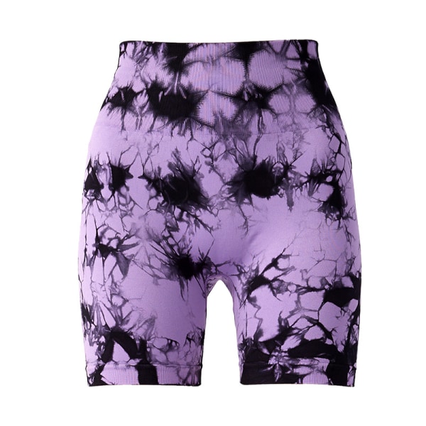 Sommer Sexy Tie Dye Shorts Dame Fitness Sømløs Rumpe Løft Shorts Løping Utendørs Gradual Purple M