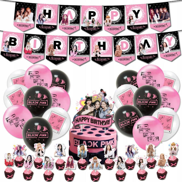 Blackpink festartiklar för fans födelsedagsfestdekorationer Blackpink Party Supply Set
