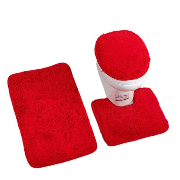 Baderomsmatte i bomull, ensfarget, sklisikker baderomsgulvteppe Blue 3PCS