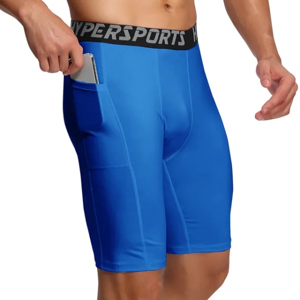 Compression Shorts Herre Sommer Sportsklær Treningstights Gym Fitness Leggings Korte Bukser Sport Underdeler Løpeshorts Herre Blue L(60-70kg)