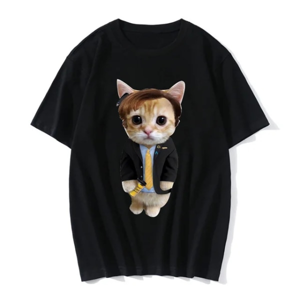 Hauska El Gato Meme Surullinen Itkevä Kissa Munchkin Kitty Print Naisten Casual T-paita Kesä Harajuku T-paidat Casual vaatteet Vaatteet 20001 2XL