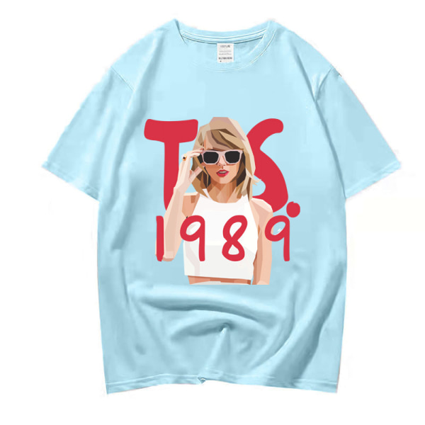 Taylor tryckt T-shirt bomull kortärmad Swift  lös topp Light Blue XXL