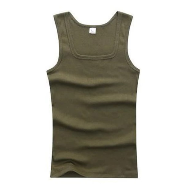 Summer Plus Size Men Tank Tops Singlets Ermeløs Fitness Menn Vest Casual Bodybuilding Vest army green L