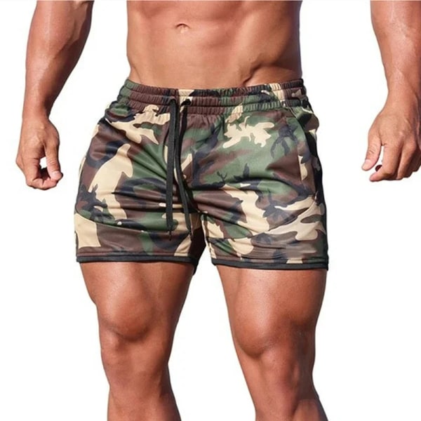 Juoksushortsit Miesten muoti Lenkkeilyshortsit Kesäiset nopeasti kuivuvat urheilushortsit Mesh Hengittävät shortsit Gym Miesten Rantahousut Camouflage XL