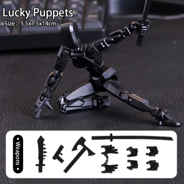 Titan 13 Actionfigur T13 Modellfigurer 3D-trykte Multi-leddede bevegelige Lucky 13 Actionfigur Nova 13 Actionfigur Dummy black 14cm